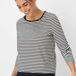 BRAX Bonnie Striped Top Black White 3/4 Sleeve Stretch Women's 10 (EU 42) Breton